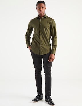 Camisa de vestir Calvin Klein de algodón manga larga para hombre