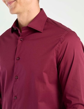 Camisa business casual Zanetti de algodón manga larga para hombre