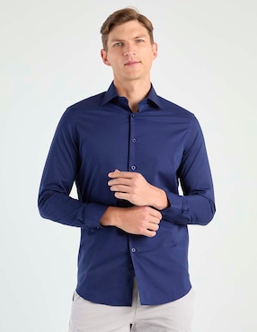 Camisa business casual Zanetti de algodón manga larga para hombre