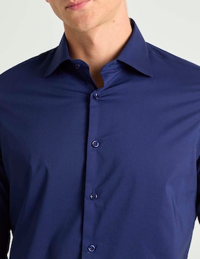 Camisa business casual Zanetti de algodón manga larga para hombre