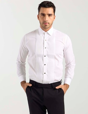Camisa de vestir Manchester de algodón manga larga para hombre
