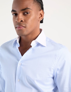 Camisa business casual Zanetti de algodón manga larga para hombre