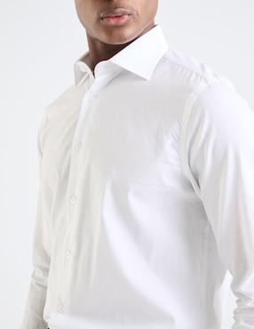 Camisa de vestir Zanetti de algodón manga larga para hombre