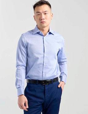 Camisa business casual Zanetti de algodón manga larga para hombre