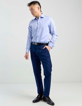 Camisa business casual Zanetti de algodón manga larga para hombre