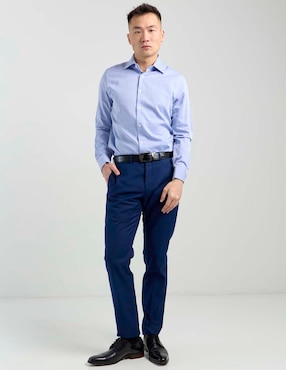 Camisa business casual Zanetti de algodón manga larga para hombre