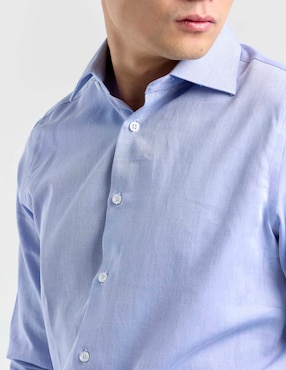 Camisa business casual Zanetti de algodón manga larga para hombre