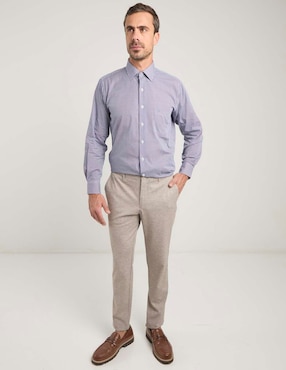 Camisa de vestir Manchester de algodón manga larga para hombre