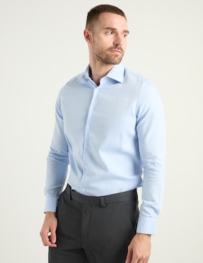 Camisa business casual Zanetti de algodón manga larga para hombre