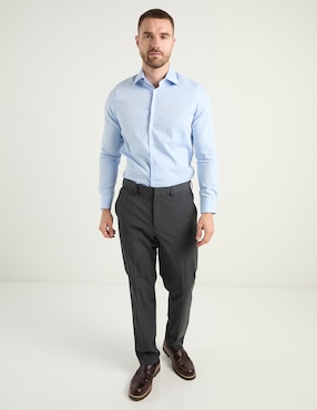 Camisa business casual Zanetti de algodón manga larga para hombre