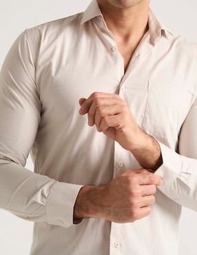 Camisa de vestir Jbe de algodón manga larga para hombre