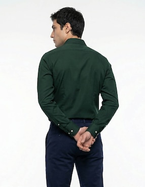 Camisa casual Nautica de algodón manga larga para hombre