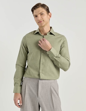 Camisa casual Zanetti de algodón manga larga para hombre