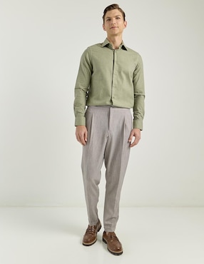 Camisa casual Zanetti de algodón manga larga para hombre