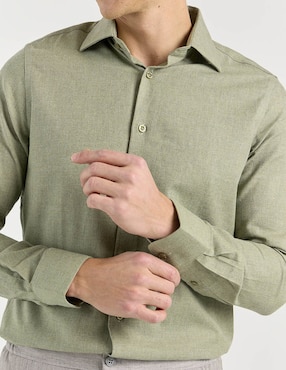 Camisa casual Zanetti de algodón manga larga para hombre