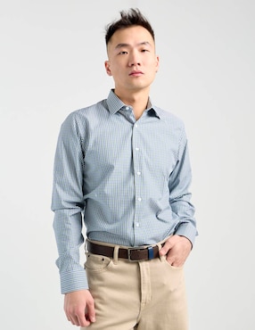 Camisa de vestir Perry Ellis manga larga para hombre