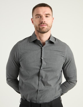 Camisa casual Zanetti de algodón manga larga para hombre
