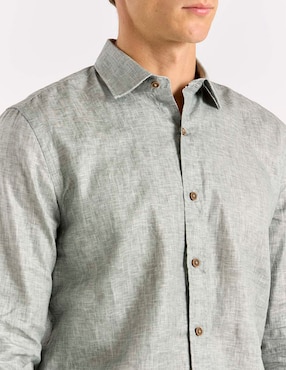 Camisa casual Calderoni de algodón manga larga para hombre