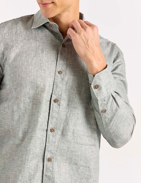 Camisa casual Calderoni de algodón manga larga para hombre