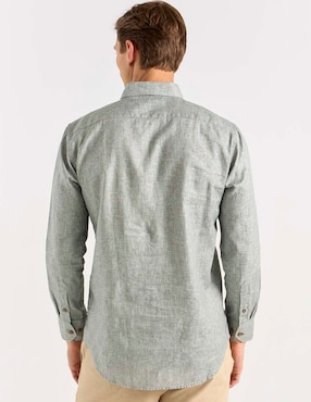 Camisa casual Calderoni de algodón manga larga para hombre