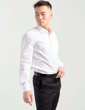 Camisa business casual Hugo de algodón manga larga para hombre