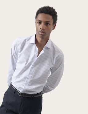 Camisa de vestir Puroego de algodón manga larga para hombre