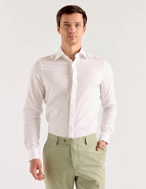 Camisa de vestir Zanetti de algodón manga larga para hombre