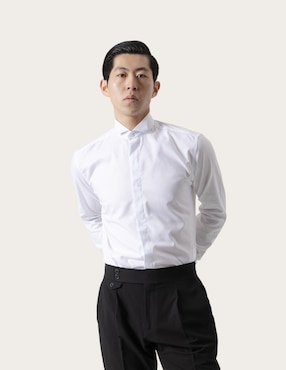 Camisa de vestir Puroego de algodón manga larga para hombre