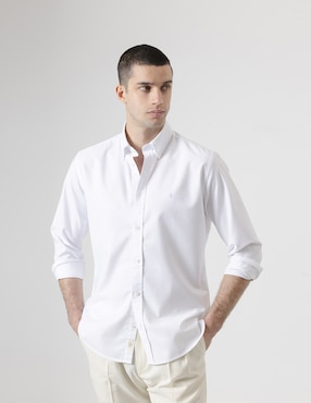 Camisa casual Puroego de algodón manga larga para hombre