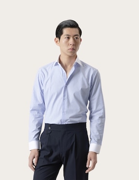Camisa de vestir Puroego de algodón manga larga para hombre