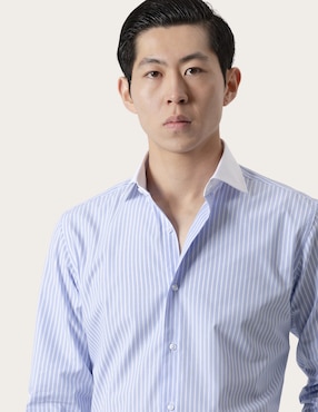 Camisa de vestir Puroego de algodón manga larga para hombre