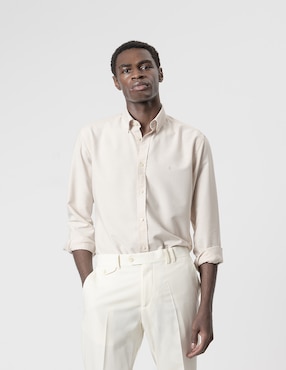 Camisa casual Puroego de algodón manga larga para hombre