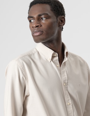 Camisa casual Puroego de algodón manga larga para hombre