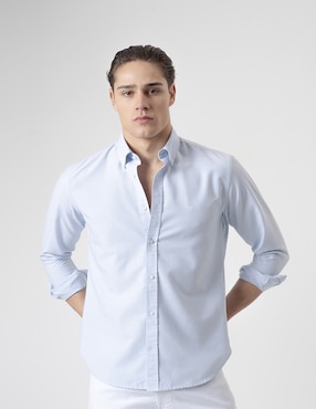 Camisa casual Puroego de algodón manga larga para hombre