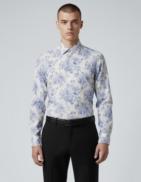 Camisa de vestir ted baker de algodón manga larga para hombre