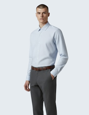Camisa de vestir kenneth cole de algodón manga larga para hombre