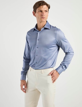 Camisa de vestir Zanetti de algodón manga larga para hombre