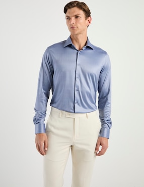 Camisa de vestir Zanetti de algodón manga larga para hombre