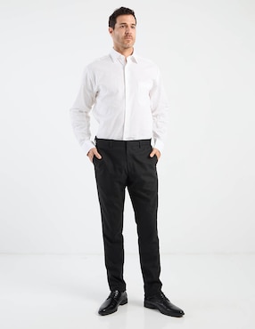 Camisa casual Manchester de algodón y lino manga larga para hombre