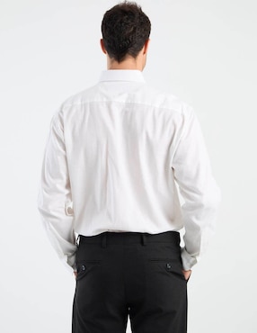 Camisa casual Manchester de algodón y lino manga larga para hombre