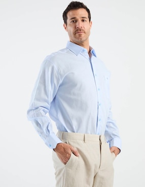 Camisa casual Manchester de algodón y lino manga larga para hombre