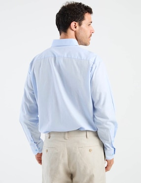 Camisa casual Manchester de algodón y lino manga larga para hombre