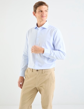 Camisa casual Calderoni de algodón manga larga para hombre