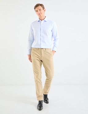 Camisa casual Calderoni de algodón manga larga para hombre
