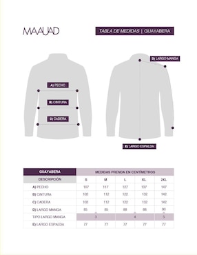 Guayabera manga larga Maauad para hombre
