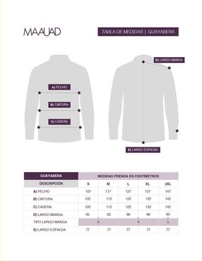 Guayabera manga larga Maauad para hombre