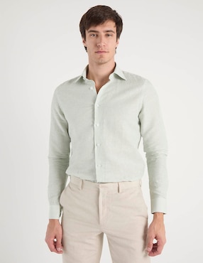 Camisa de vestir Zanetti de lino manga larga para hombre