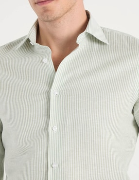 Camisa de vestir Zanetti de lino manga larga para hombre