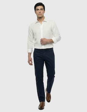 Camisa de vestir Zanetti de lino manga larga para hombre
