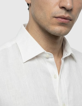 Camisa de vestir Zanetti de lino manga larga para hombre